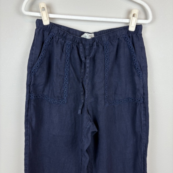 Joie Linen Wide Leg Embroidered Pant - Size Medium - Picture 2 of 5